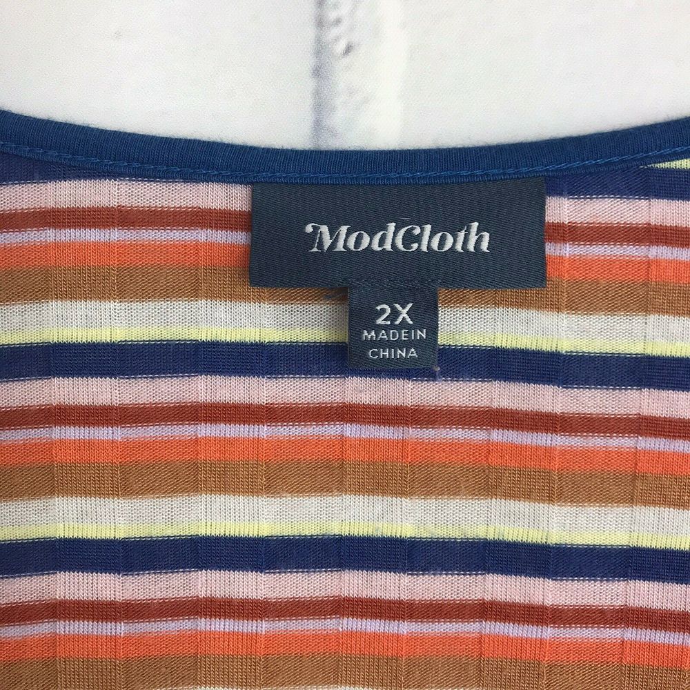 ModCloth Stripe Drawstring Side Plus 3XL Top - Picture 2 of 7